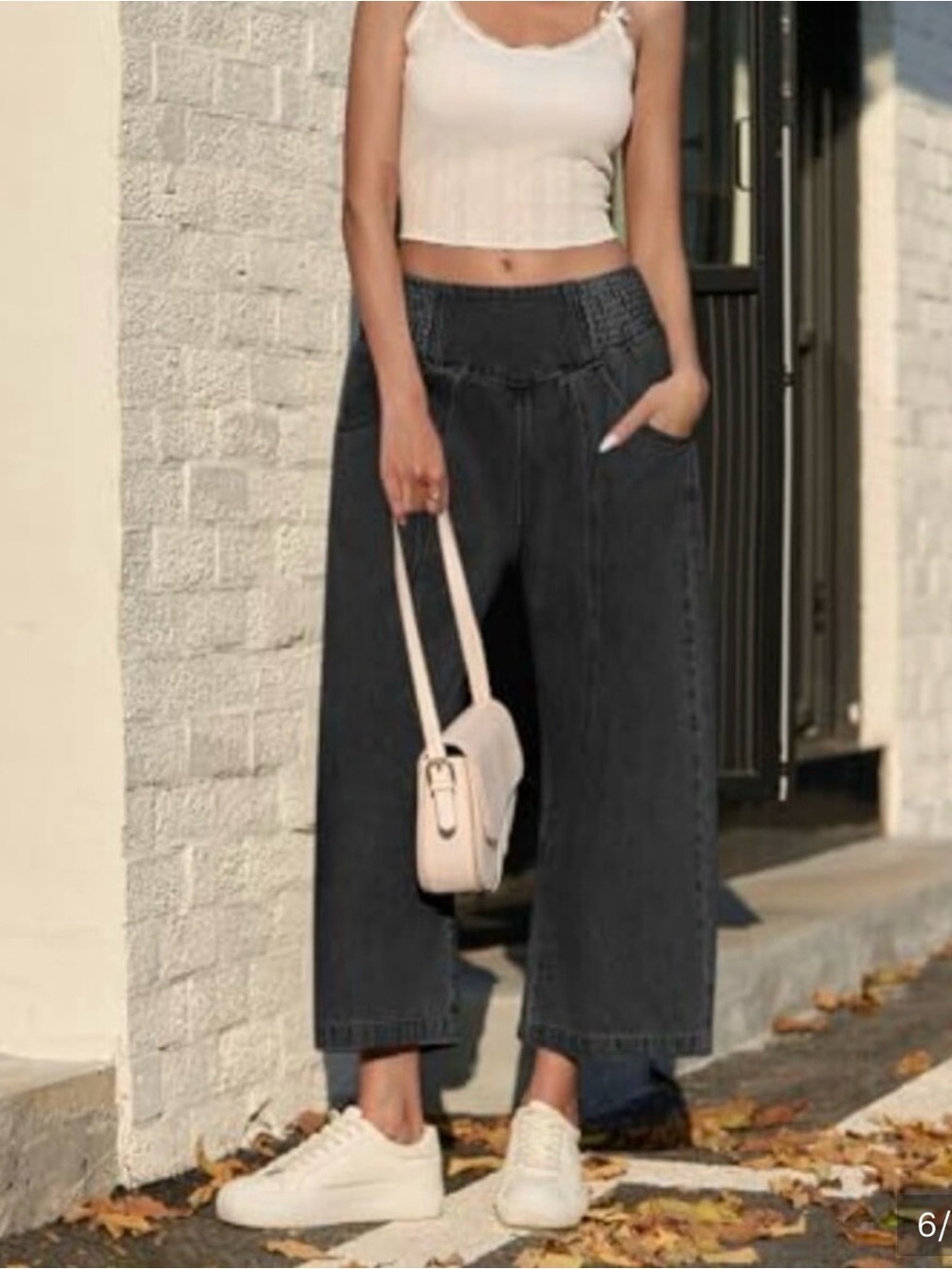 We The Free Black Smocked Waist Harem Cropped Pants Size Small